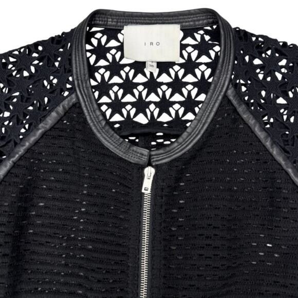 IRO Lewison Cutout Lamb Leather Trim Star Jacket Size 6 - Picture 6 of 9